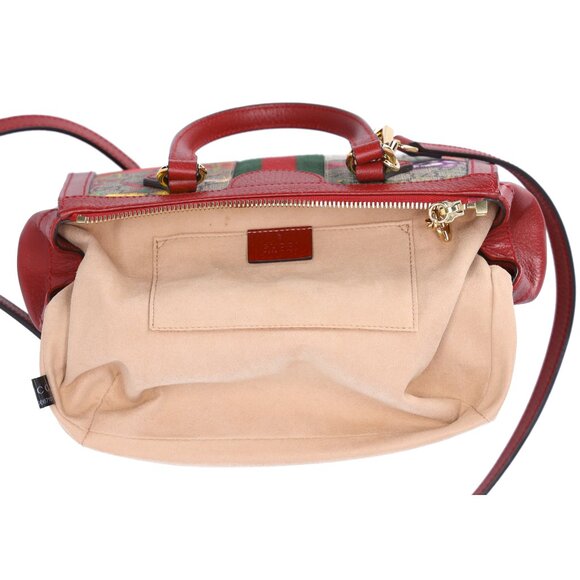 GUCCI Ophidia GG Flora Tote Bag 547551 Brown Red Multi PVC Leather - Picture 8 of 8